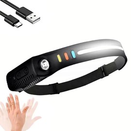 2025 Fashion 2 pack  waterproof  Headlamp Rechargeable with 230° Wide Beam,LED Light with Motion Sensor for Outdoor Fishing Camping. Modern - Color: 1 Pack Headlight With Red, Yellow And Blue Light