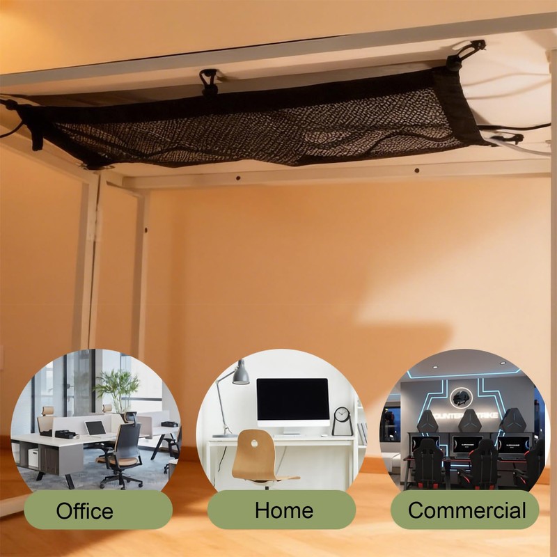 Under Desk Cable Management Net, Screw-in Cord Organizer, 24.5"x9.5"