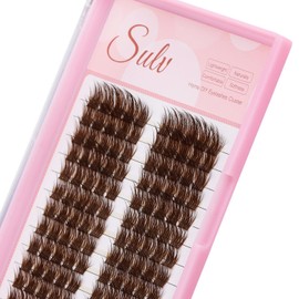 →SULV Color Brown Flase Eyelash Wave Shaped Eyelash Clusters Thickness 0.07mm Soft and Lightweight Eyelash Extensions Dramatic Lashes Individual False Eyelash D Curl Eye Lash (Brown, 10mm)