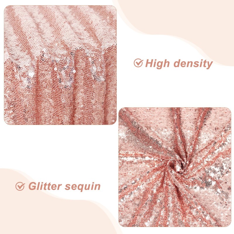 PartyDelight Sequin Tablecloth Rose Gold Rectangle 50"x80" Shimmer Table Cloths