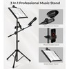 Music Stand, Vangoa Folding Sheet Music Stand with Detachable Microphone