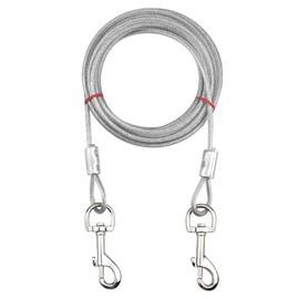 Jinlaili 16.4 ft (5 m) Tie Out Cables for Dogs, Tie-Out Leads for Dogs, Pet Tie Out Cables up to 176 lbs, for Small, Medium or Large Dogs (White)
