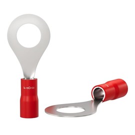 Lumonic 25 x Ring Cable Lugs M6 Partially Insulated 0.5-1.5 mm² I Ring Cable Lugs Red I Cable Lugs Set, Ring Eyelets M6, Ring Cable Lugs with Eyelet