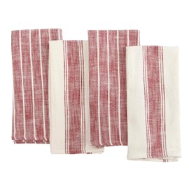 KAF Home Natural Rustic Farmhouse Slubbed Kitchen Towel | 100% Cotton Dish Towel, 18 x 28 Inches | Soft and Absorbent | Set of 4 (Wine, 18 x 28-4 Pack)
