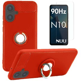 HANAIETTE Nuu N10 / N20 Case and Screen Protector Tempered Glass, [Magnetic Car Mount] TPU Cover Case and Screen Protector for Nuu N10 / N20 2024 Model (Red)