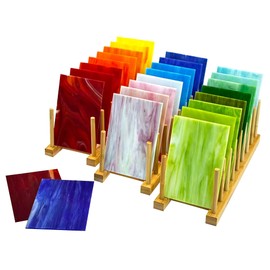 26 Sheets Opaque Stained Glass Kit for Beginners - 6 x 4 Inch Colored Opalescent Art Glass for Mosaic Art, DIY Starter Projects & Craft Supplies - Easy to Cut & Shape