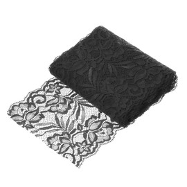 MECCANIXITY 6 Inch Wide 5 Yard Lace Ribbon Floral Pattern Black Lace Trim Ribbon for Sewing Making,and DIY Crafts,Gift Wrapping,Wedding Decor
