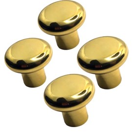 Universal Hardware Brass knobs for cabinets, cupboards and Draws Round Pull Handles Door Drawer Handle Mushroom Handles Knobs (Polished Brass Knob 645B - Pack of 4)