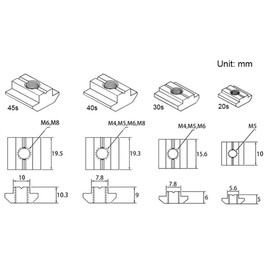 Boeray 50pcs M5 Slide in T Nut Tee Sliding Nut Nut for Aluminum Extrusion with Profile 2020 Sereis Slot 6mm