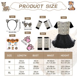 DAZZTIME Leopard costume children, leopard costume children girls, animal costume cosplay, children girls leopard costumes, animal costume children, animal dressing set for carnival, fancy dress,