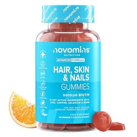 Hair Skin and Nails Vitamins | 60 Gummies | Biotin Hair Growth | Novomins