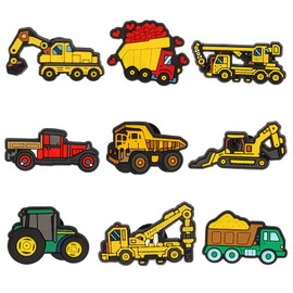 Jactales Construction Truck Set Shoe Charms for Boys Kids Toddlers- 32PCS Garbage Truck, Tractor, Excavator, Bulldozer, Cranes, Digger and Car Charms - Fun Shoe Decorations for Children