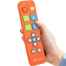 EZclicker Big Button Universal TV Remote (Orange) Simple Easy to Use, Great for Seniors, Works with Major TV Brands (2xAAA Batteries Not Included)