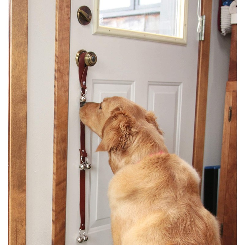 CATHYLIFE Leather Dog Doorbells for Door Knob/Potty Training/Go Outside, Length