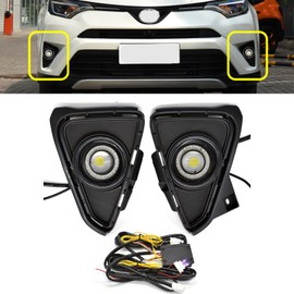 ECAHAYAKU LED Fog Light Fit For 2016-2018 Toyota RAV4 DRL Amber Turn Signal Light Headlight Fog Lamp Cover Replacement
