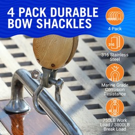 Premium Stainless Steel D Ring Shackles 1/4 Mini Small Bow Shackle or 1/2 inch 3/8 or 5/16 Clevis Anchor Shackle Marine Grade Boat Sailboat Chain Shackel U Bolt Rigging Clasp - 4 PCs 1/4"