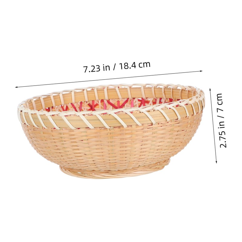 CHILDWEET Bamboo Pantry Baskets Round Woven Storage for Fruits Veggies