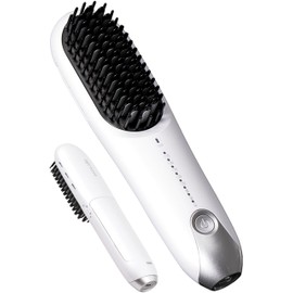 【Sold out on QVC Broadcast】【Extended Warranty 3 Years】 AGETUYA Cordless Mini Brush Iron Plus, White 【Heat-Resistant Pouch Included】 | Brush Iron Brush Heat Brush