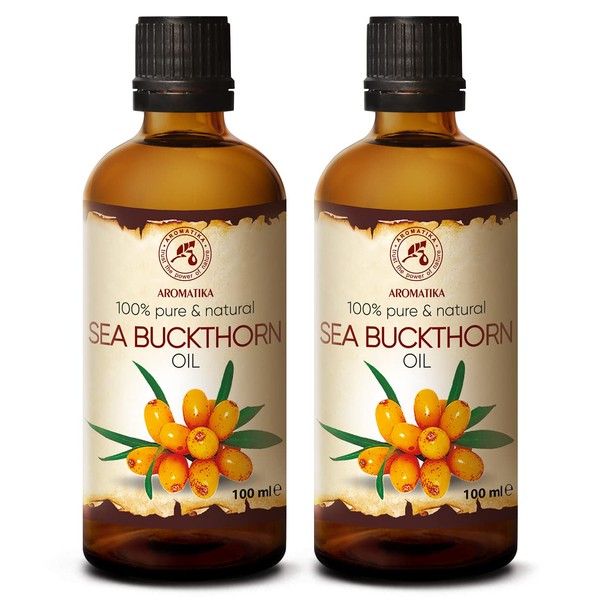 Sea Buckthorn Oil (2pack of 2 x 3.4oz) 6.8oz - Cold Pressed - Pure & Natural - Hippophae Rhamnoides - Carrier Oil for Essential Oils - Nails - Hair - Face & Body Care