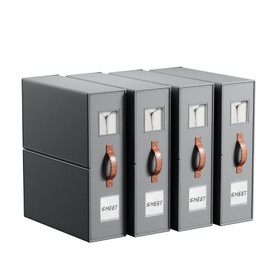 EE-RoomWorld 4 Pack Bed Sheet Storage Organizers- Premium Fabric Closet Organizer with Clear View Window, Space-Saving Foldable Design for Queen/King Size Bedsheets, Blankets & Duvet Covers