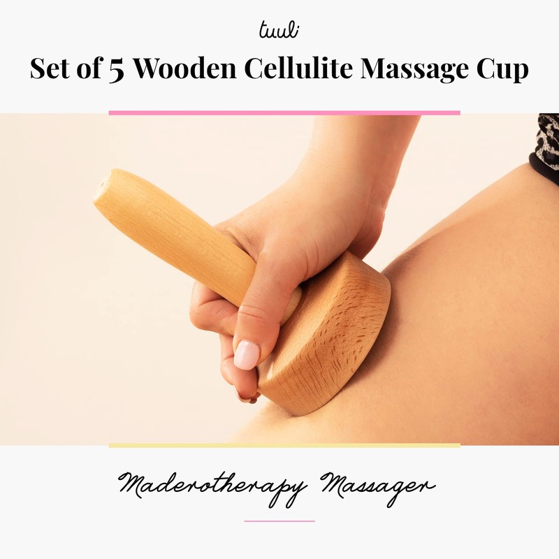 tuuli Accessories Maderotherapy Wooden Set Massager Swedish Cup Cellulite Lymphatic