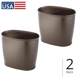 iDesign Small Oval Plastic Bathroom Set of 2-Bronze Trash can