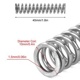 GUNGY Compression Spring Stainless Steel Spring Compression Springs 45 mm Wire Diameter 1.5 mm Outer Diameter 10 mm Length 45 mm Maximum Spring Force 8.1 kg Pack of 10