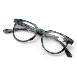 Classic Round Reading Sunglasses P3 Keyhole - Marble Readers - Magnification (Blue Marble, 3.00)