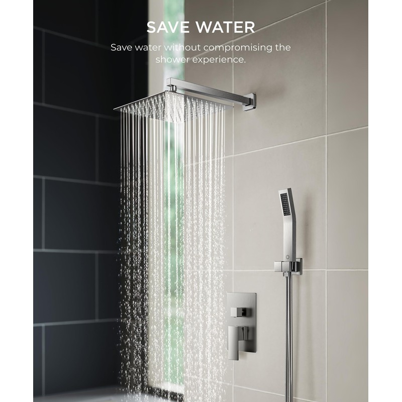 FORIOUS Shower Faucet Set Brushed Nickel -10 Inch Shower System