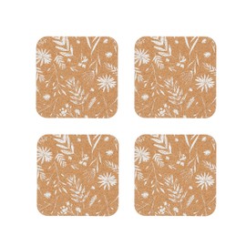KitchenCraft Natural Elements Set of 4 Cork Coasters, 4 Biodegradable Wooden Cup Coasters, 12 cm x 12 cm