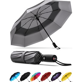 Repel Umbrella - Paraguas de viaje a prueba de viento con revestimiento de teflón (gris)