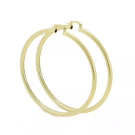 SPARKLE XOXO Extra Large Real Gold Plated Round Hoop Earrings 14k Gold layered (80mm x 4mm)
