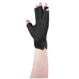 OTC Resting Splint Glove, 5 Finger Semi-Rigid Splints, Open Tips, Black, Left Hand, Large