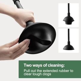 Eyliden Juego de émbolo y cepillo para polvo de inodoro, 2 en 1, cepillo para polvo de inodoro con soporte, herramientas de limpieza de baño combo con soporte para carrito (negro)