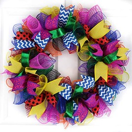 Teacher Birthday Party Superhero Mesh Door Wreath | Orange Blue Red Yellow Pink Black Green Purple