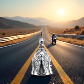 Silver Guardian Bell Motorcycle, Riding Bell Motorcycle Guardian Bell, Riding Luck Key Chain Bell, Winged Motorcycle Bell, Portable Guardian Ride Faster