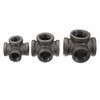 4 Way Pipe Fitting Malleable Iron Black Side Outlet Tee
