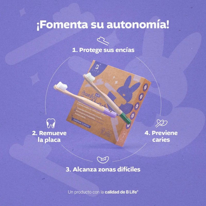 Kit 12 Cepillos Dentales De Bambú Suaves Para Niños. B