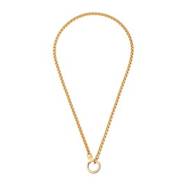 Air And Anchor Ring Holder Necklace, Necklace for Charms and Pendants, 18", Stainless Steel, 14kt gold plated, No Gemstone