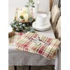 Contemporary Home Living 36" Burgundy and Green Rectangular Homespun Plaid