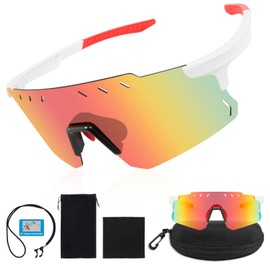 Fractoluxe Quick Glasses Men Women UV400 Polarised Cycling Glasses Sports Glasses Windproof Cycling Glasses Running Glasses Cycling Glasses for Golf Rave MTB Cycling Fishing Road Bike Sports Orange