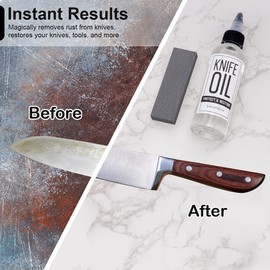 PuGez Knife Oil Rust Eraser Kit, Extra Large Rust Remover for Knives, Sword Maintenance Oil (3.4 oz) for Carbon Steel Blade, Cleaning, Protection And Lubricant Care Set