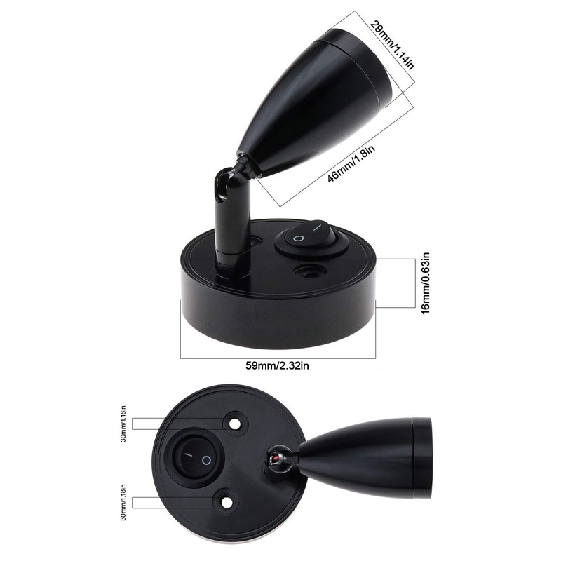 12V 3W LED Interior Spotlight Reading Light Adjustable Switch Warm