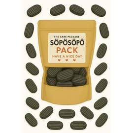 SÖPÖSÖPÖ Scandinavian Treat Pack – Salmiakkijauhis – 150g Nordic Candy Bag – Hard Salty Licorice with Powder Center – Finnish Classic – Vegan Friendly soposopo Pack