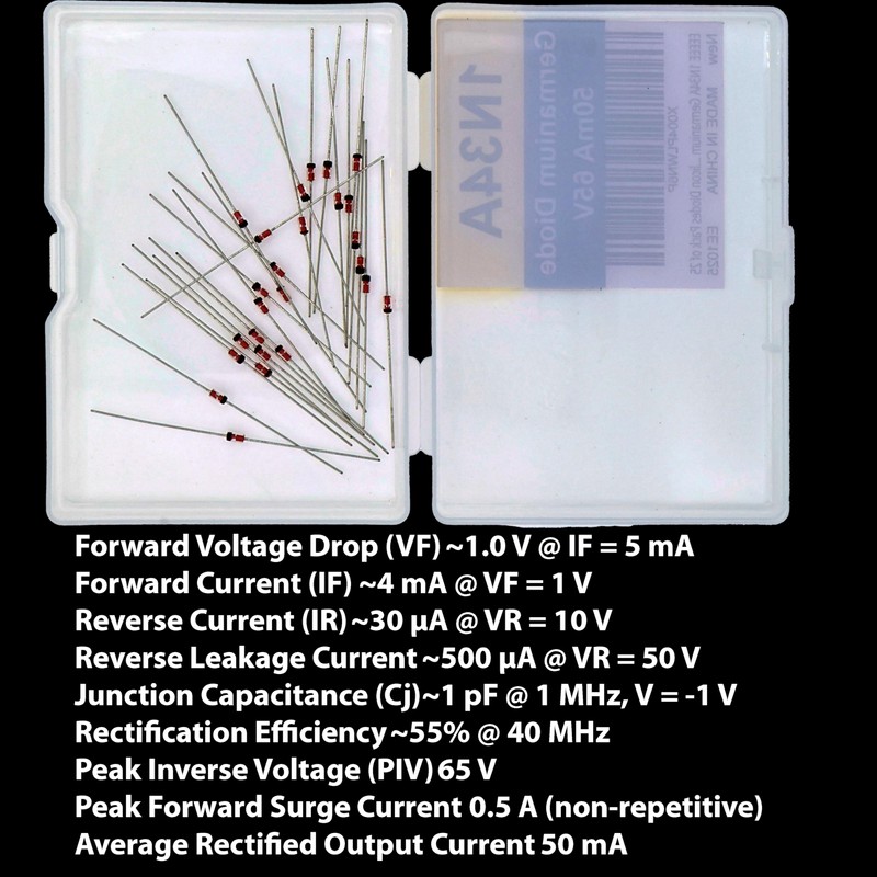 EEEEE 1N34A Germanium Diode (25pcs) 1N34 50mA 65 Volt 65V