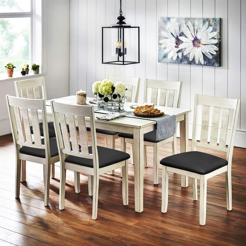 Leather Stretch Chair Seat Covers with Elastic Ties,Waterproof Dining Room