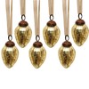 Aurora Christmas Set of 6 Pinecone Christmas Baubles, Gold, 1"