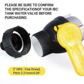 UMETASS IBC Tote Tank Adapter for Garden Hose,275 330 G Drain Fitting 2" NPS Female x 3/4" BSP Male G Hose Garden Hose Drain Plug Connector for Garden Hose (2 Pack)