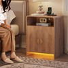 Nightstand with Charging Station and LED Lights, Night Stands with