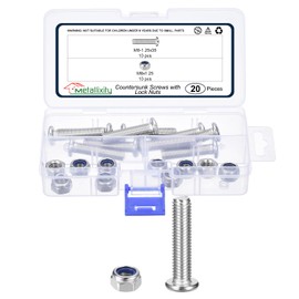 METALLIXITY Furniture Connector Bolt Nut(M8-1.25x35) 20Pcs, Silver Tone, 304 Stainless Steel Hex Socket Furniture Bolts Screws - for Furniture Woodworking Project, Silver Tone